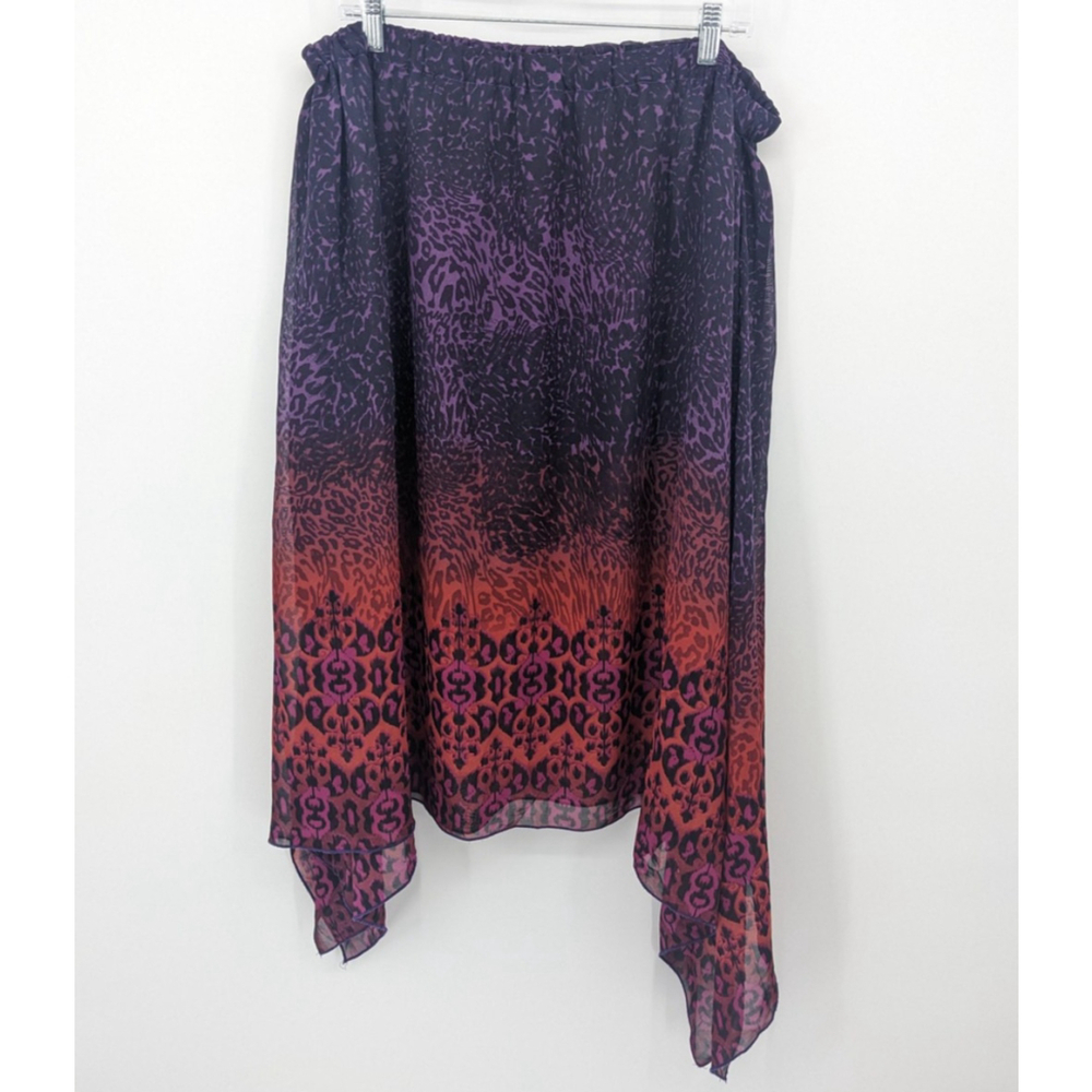 One World Skirt Womens‎ 1X Purple Leopard Asymmetrical Y2K Boho Whimsygoth